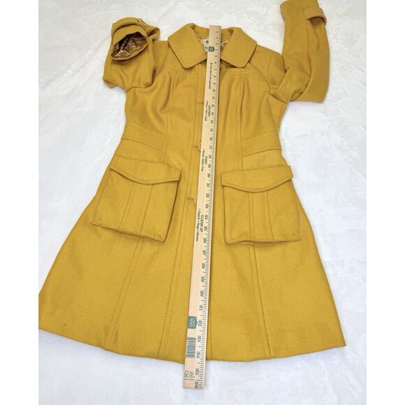 Tulle Anthropologie Pea Coat Women’s Sz S Retro 60s Wool Blend Mustard Jacket - Picture 10 of 11